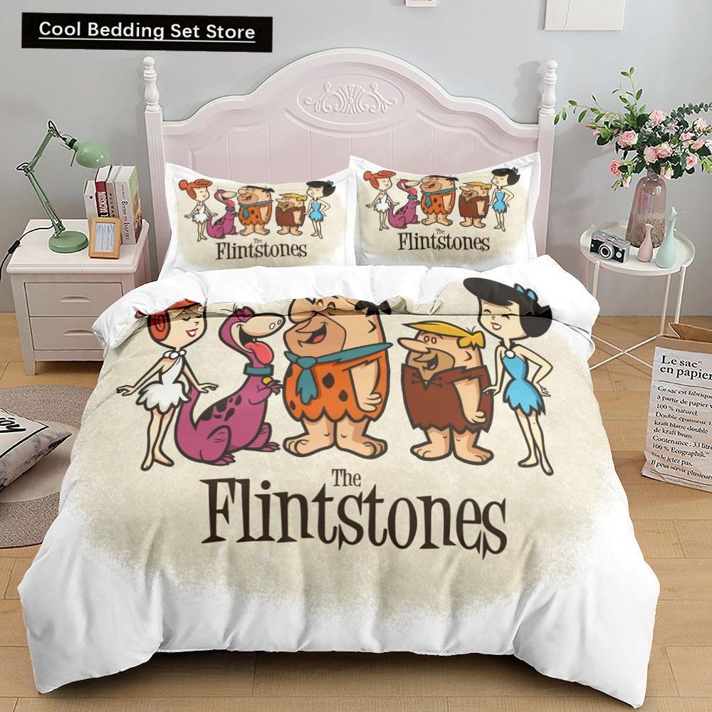 3D-Anime-Bettwäscheset „Die Flintstones“ in den Größen King, Queen, Doppel, Full, Twin und Single.