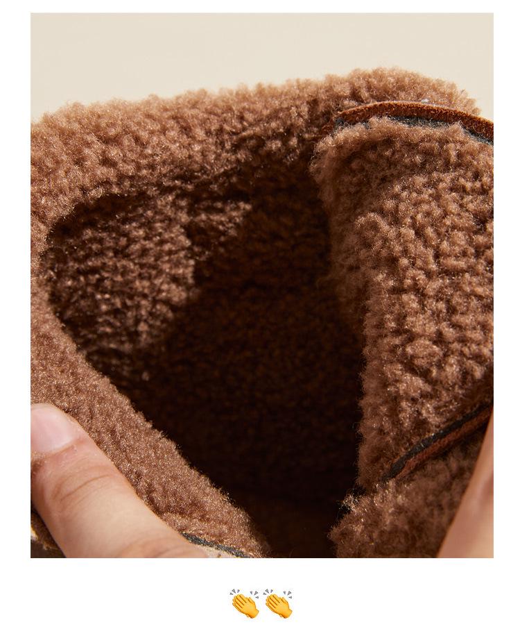 Bottes de Neige Rétro en Velours d'Agneau pour Femmes - Antidérapantes, Rehaussantes, à Semelles Épaisses, Bottines Courtes d'Hiver Chaudes