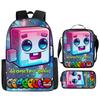 Cartoon Geometry Dash Kinder Schulrucksack mit Umhängetasche Federmäppchen Schultaschen für Jungen Mädchen Bestes Geschenk