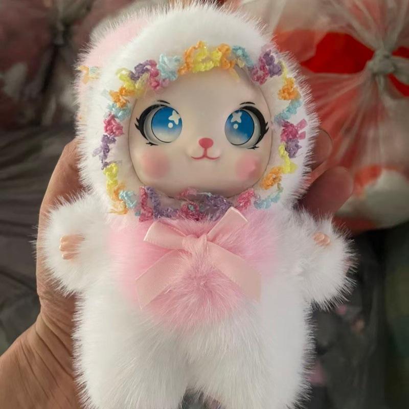 2026 Exquisite Rabbit Plush Pendant Cute Big Ear Fluffy Bunny Doll Keychain Ornament for Backpack Girls Daily Gifts