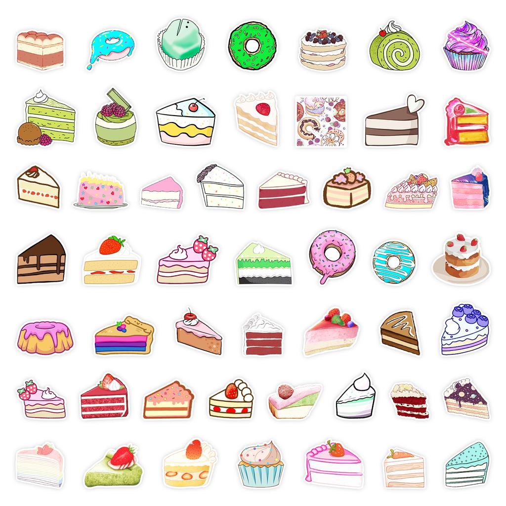 50 Ins Cake Graffiti Stickers Suitcase Car Notebook Refrigerator Water Cup Waterproof Decorative Stickers