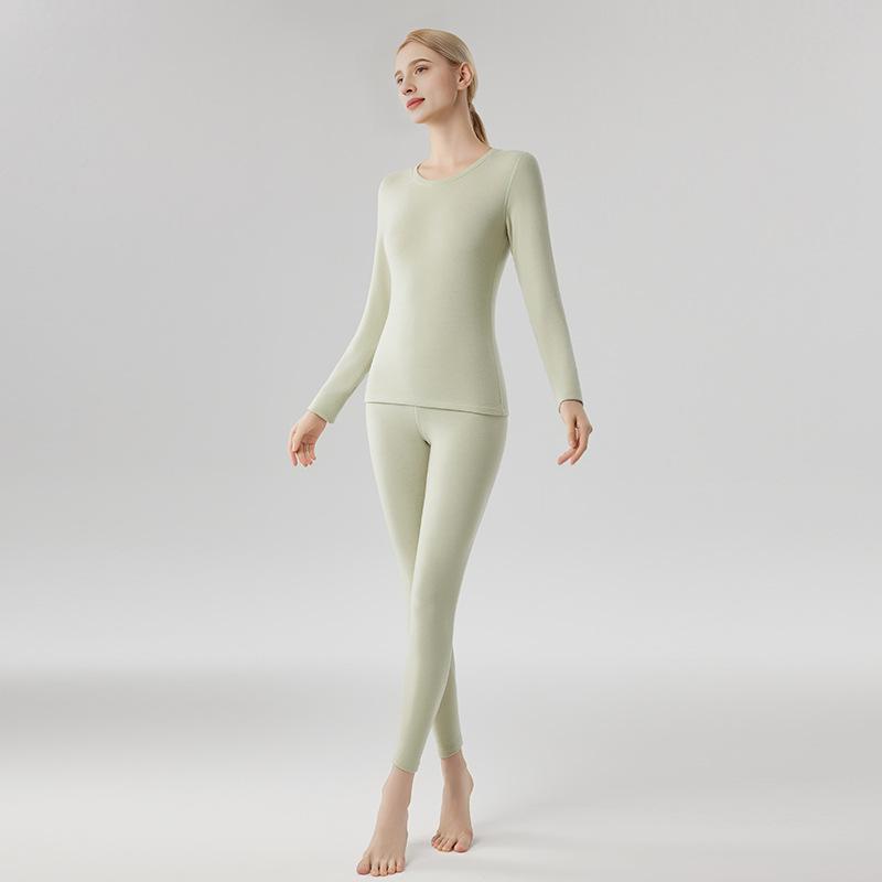 Women's Class A Fleece-Lined Thermal Cashmere Underwear Set - Antibacterial Autumn/Winter Top and Pants.