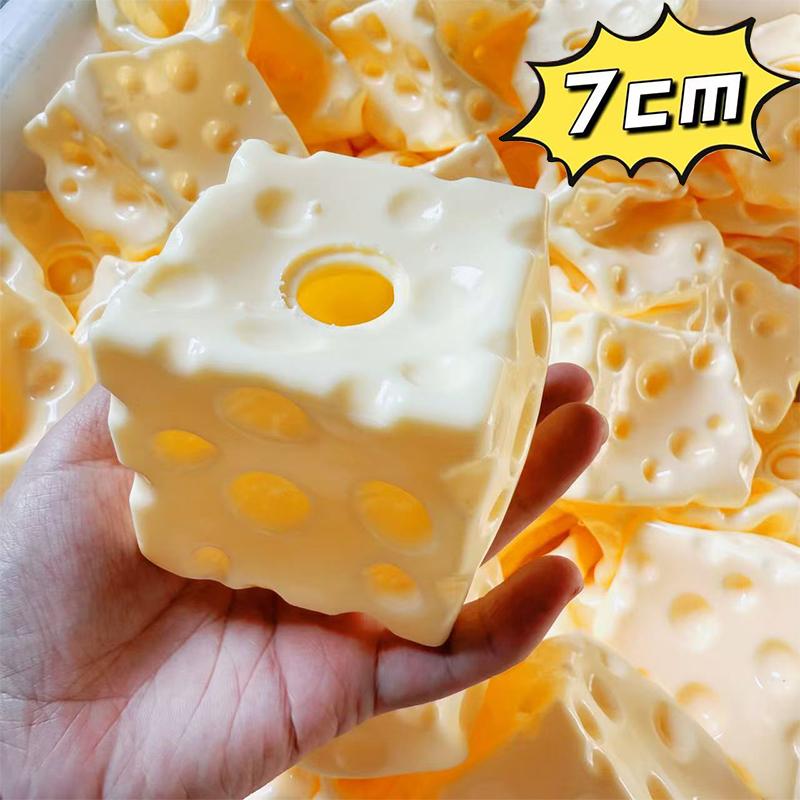 Stress Relief Toy Cheese Squeeze Decor 6/7Cm Cheese Cube Stress Ball Non-Bounce Anti-Stress Relief Fidget Toy Gifts