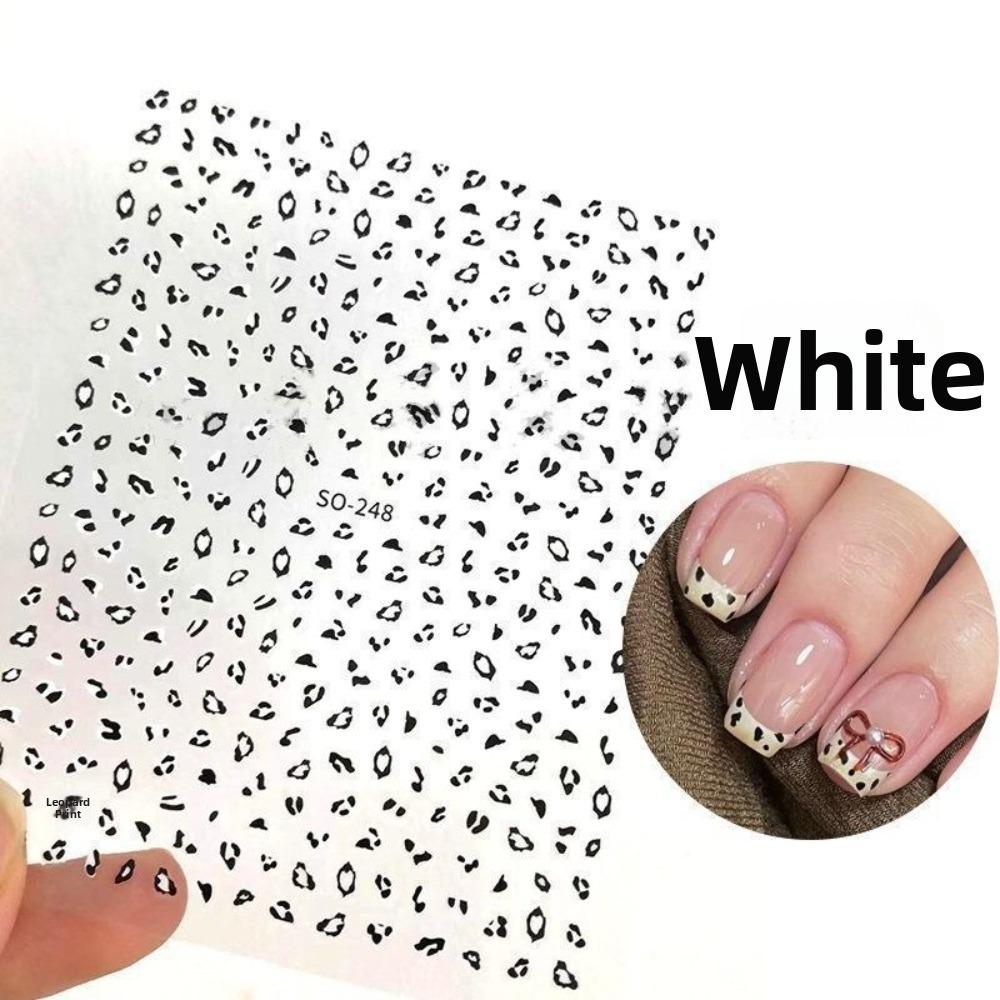 Brown Black Pink Colors Leopard Print Nail Stickers Self-Adhesive Nail Sliders  DIY Nail Decoration