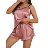 Summer Sexy Simulation Silk Women's Pajamas Plus Size V-neck Halter Tank Top Sleeveless Shorts Home Wear Ice Silk