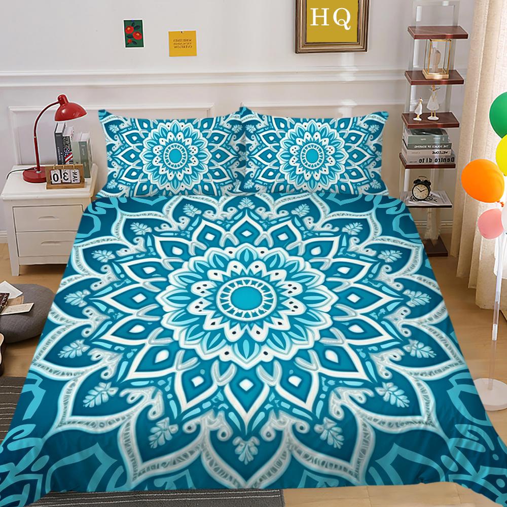3D Beautiful Mandala Printing Woman Bed Set Cover Double Size Duvet Cover Polyester Comforter Cover Suit