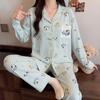 High-value cartoon pure cotton pajamas women's spring and autumn new sweet striped cotton long-sleeved trousers loungewear