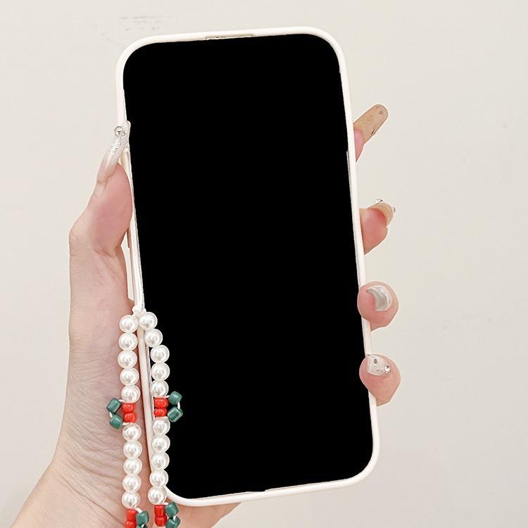 Love Embroidered Cherry Suitable for IPhone16promax Apple 14 Phone Case 13/12 Women 15/11 Soft