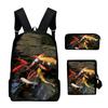 Classic Novelty Cool Koi Carp 3D Print 3pcs/Set Pupil School Bags Laptop Daypack Backpack Inclined Shoulder Bag Pencil Case