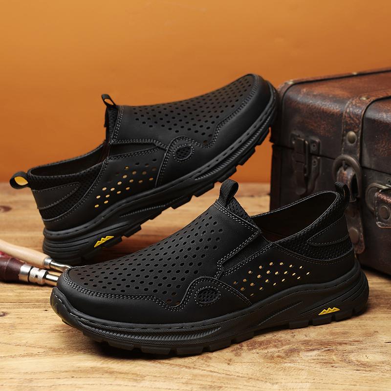 Handmade Genuine Leather Men's Casual Shoes Comfortable And Breathable Moccasins Men Business Flats Shoes