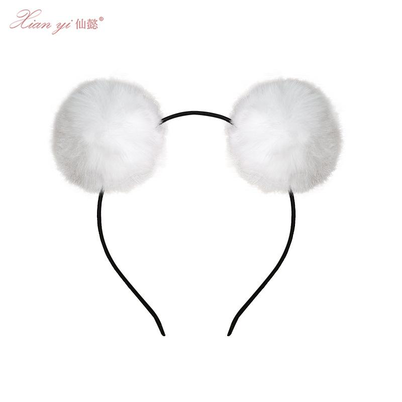 Xianyi Cute Imitation Rabbit Hair Ball Headband Internet Celebrity Funny Plush Headgear Sexy Pure Desire Style Fun Accessories P35 белый
