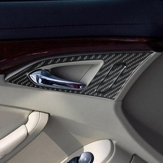 Carbon Fiber Interior Front Door Handle Cover Trim For Cadillac CTS Sedan/Wagon