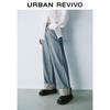 UR Women's Retro Washed Cotton Fold-Over Denim Long Pants