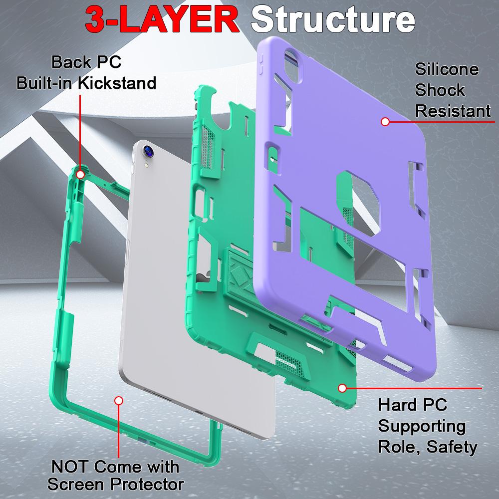 For iPad (2025)/iPad 10.9 (2022) Case Silicone + PC Kickstand Tablet Cover with Pencil Holder