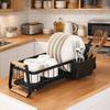 Detachable Kitchen Dish Rack Wooden Handle Kitchen Organizer Dish Drying Drain Rack  Household