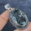 Pierre Précieuse Rutile Noir Naturel Pendentif Bijou en Argent Sterling 925 2.36" t2j20