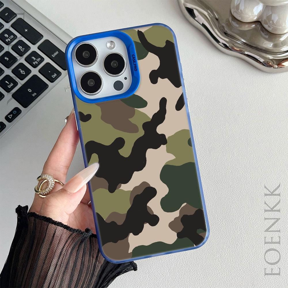 Print Camouflage Pattern Phone Case For iPhone 13 14 11 12 15 16 Pro Max Plus X XR XS Mini Colored Silver Protect IMD Hard Cover