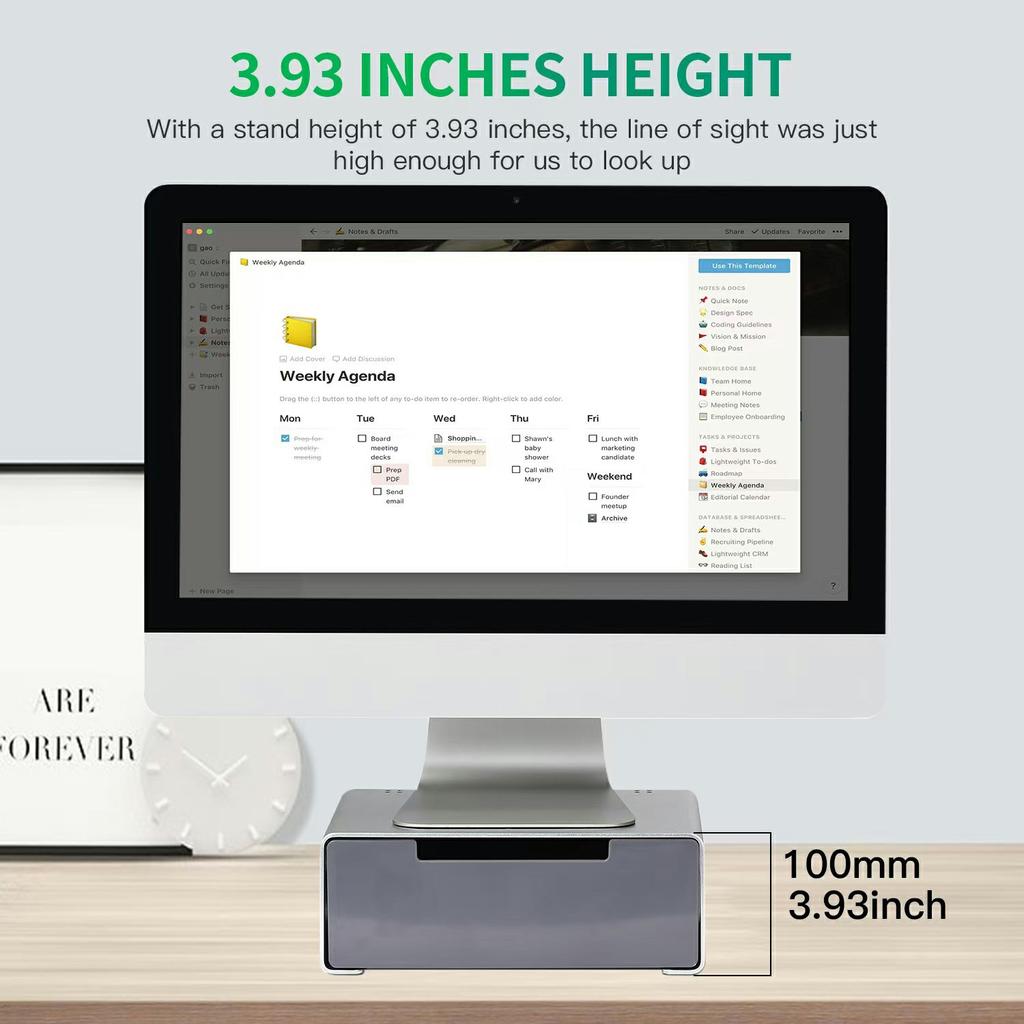 L26-1 Computer Monitor Laptop Stand Riser Aluminum Alloy Desktop Organizer with Drawer