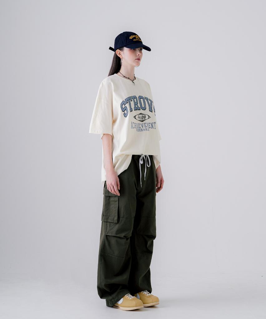 EZKATON Strobe Short Sleeve T-Shirt Cream Gray Kmst6774