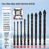 Four-Flute Long Cross Drill Bit for Glass, Ceramic, Marble, and Concrete