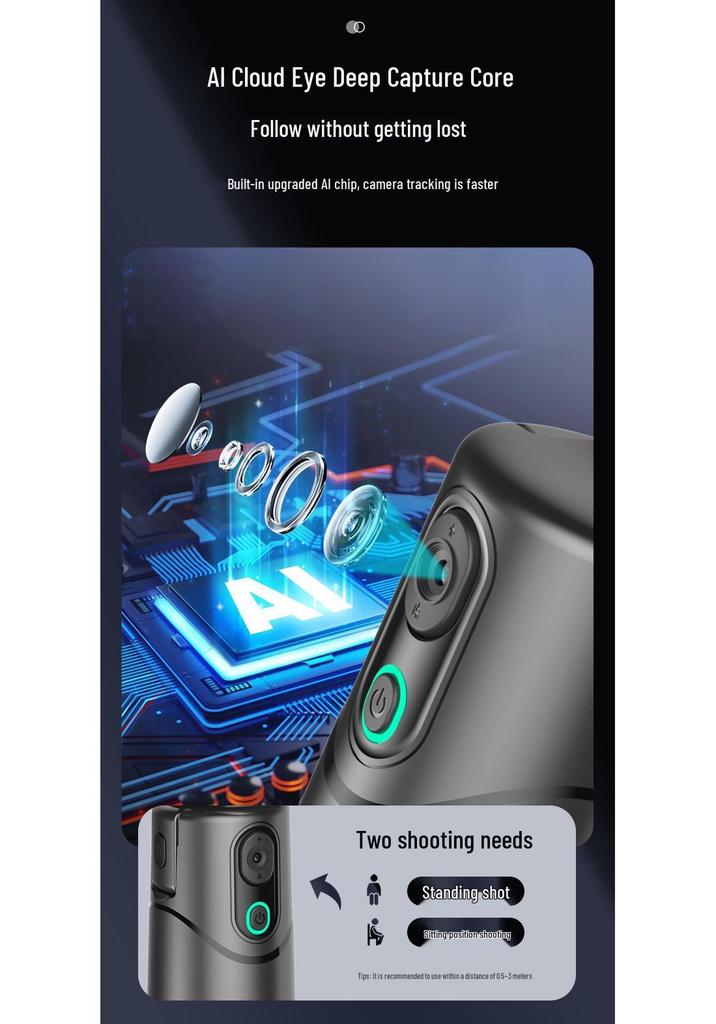 Q12 Smart Tracking Gimbal: AI Face Recognition 360° Live Streaming Phone Stabilizer Stand