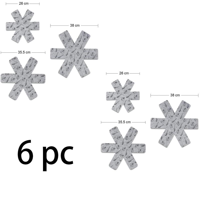 3pcs/6pcs Protectors Gray Print Divider Pads Pan Bottom Heat Insulation Protect Cookware Surfaces Pan Pad Scratching Separate