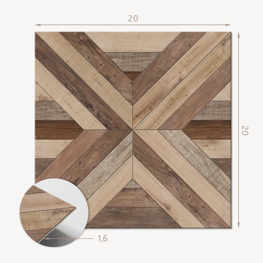Adhesive PVC Tiles With Motif Ideal for Hallway Wood Panel Pattern 20X20X20 Cm