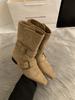 Autumn beautiful children pointed short boots Martin boots French and 2025 rad fashion new thick heel medium boots low