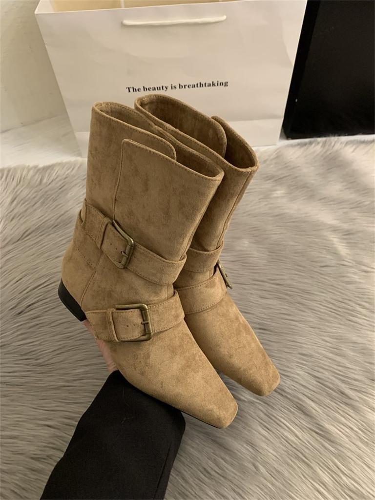 Autumn beautiful children pointed short boots Martin boots French and 2025 rad fashion new thick heel medium boots low