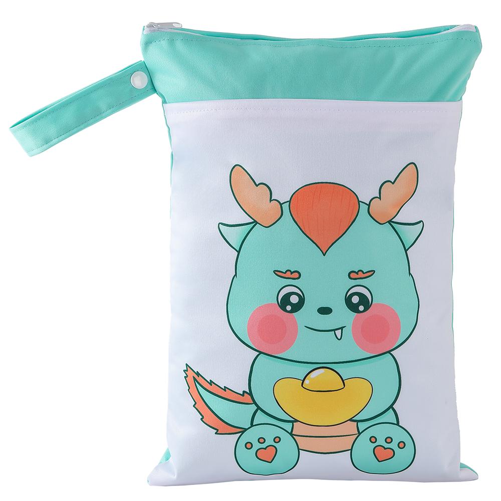 Special Offer Promotion Series 25*35cm Carton Wet Bags Polyester Waterproof Swimsuit Bag Double Pocket Baby Diaper Dry Wet Bag