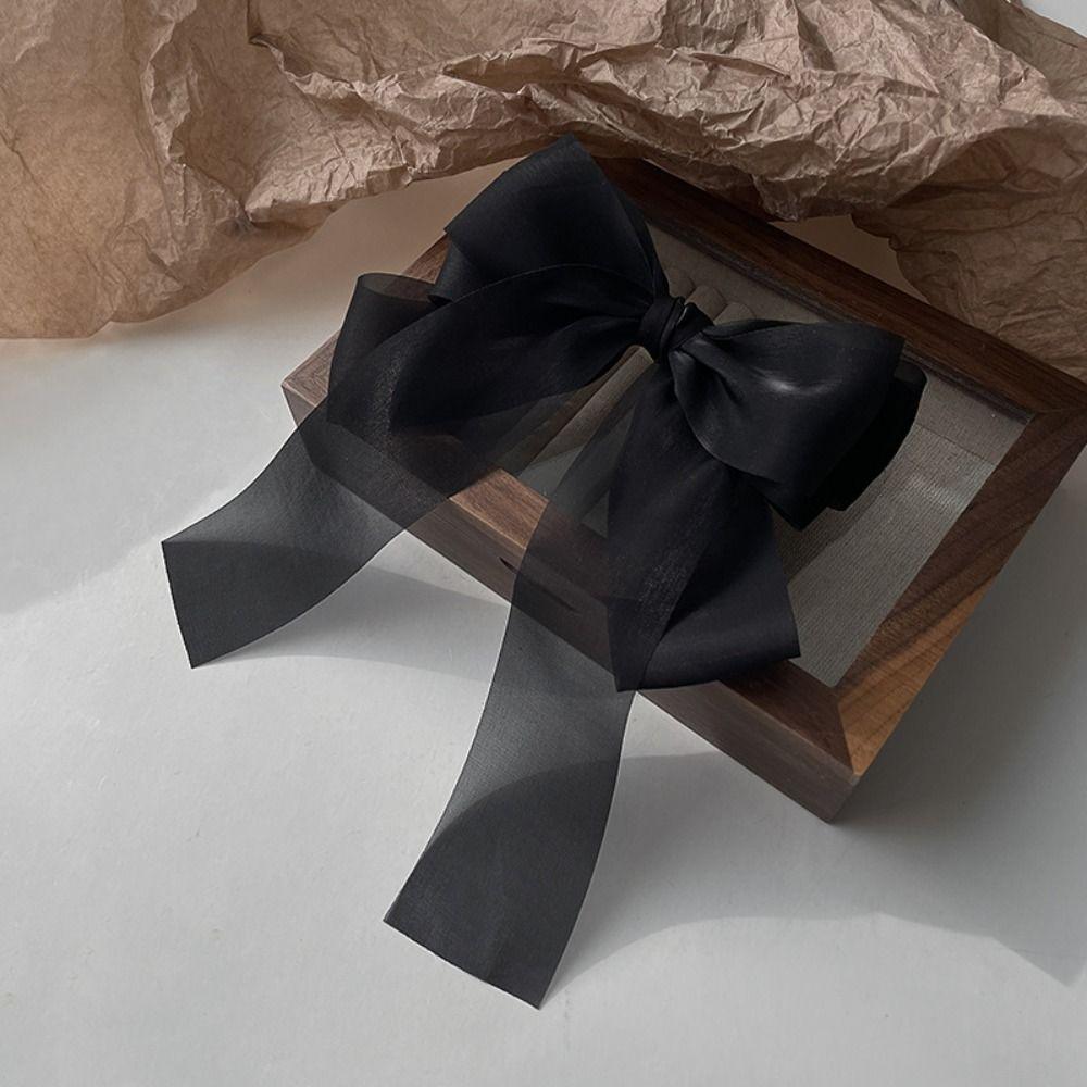 

Пряжа Бант Заколка для волос Сладкая лента Заколка Новая Прическа Зажим-уточка Девочки Black-B