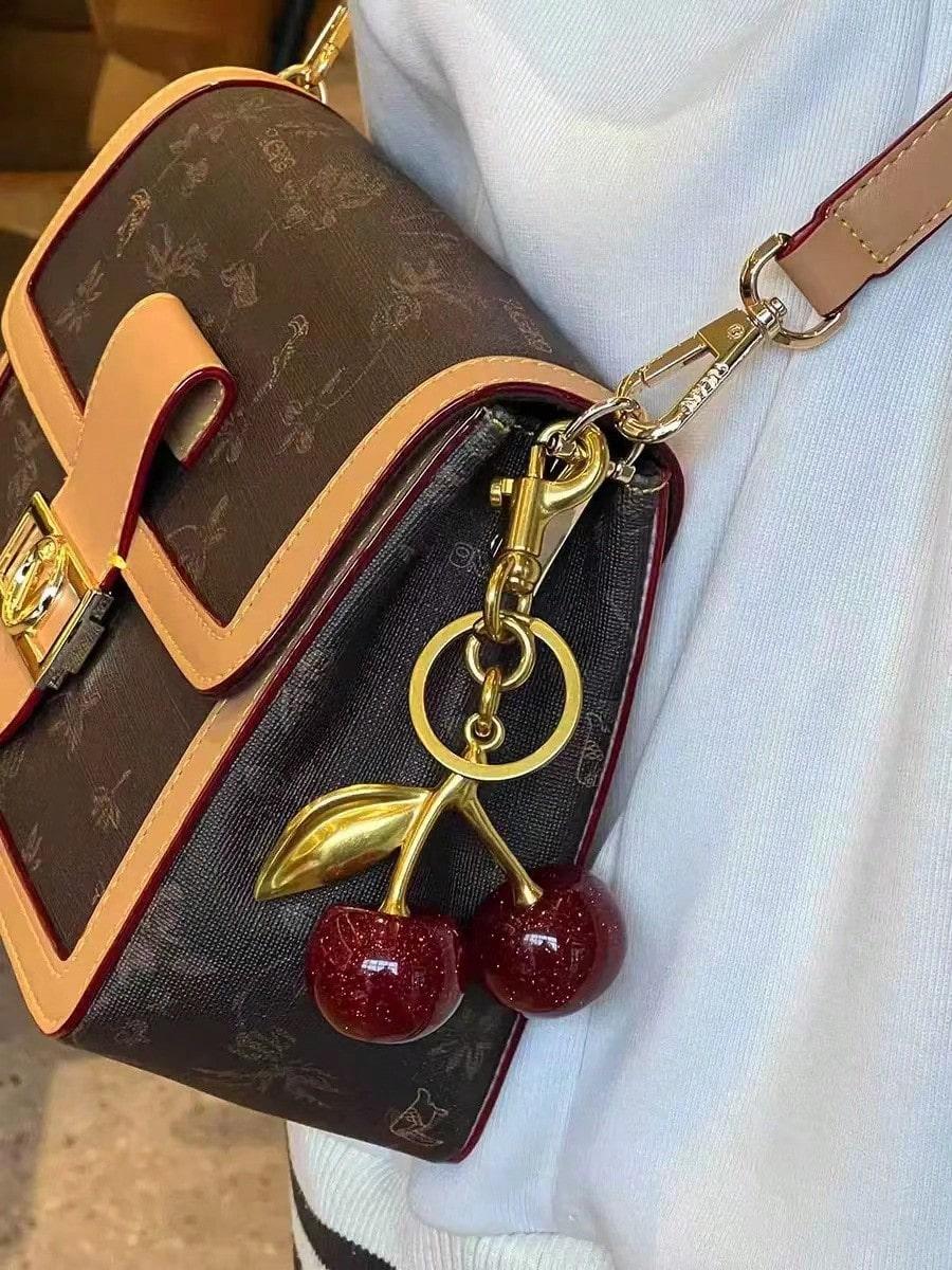 1pc Large Cherry Crystal Pendant, Keychain Pendant, Sparkling Cherry Pendant Keychain With Clip,Shiny Resin And Metal Accessorie United States