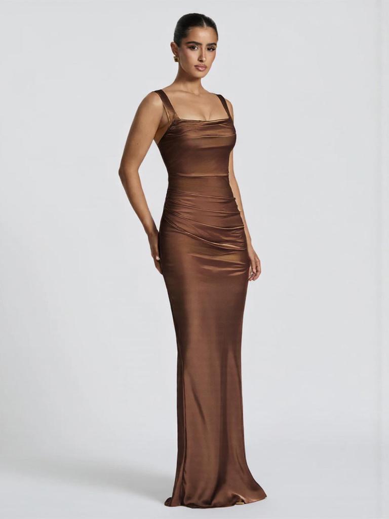 Elegant European & American Style Sleeveless Strappy Evening Gown