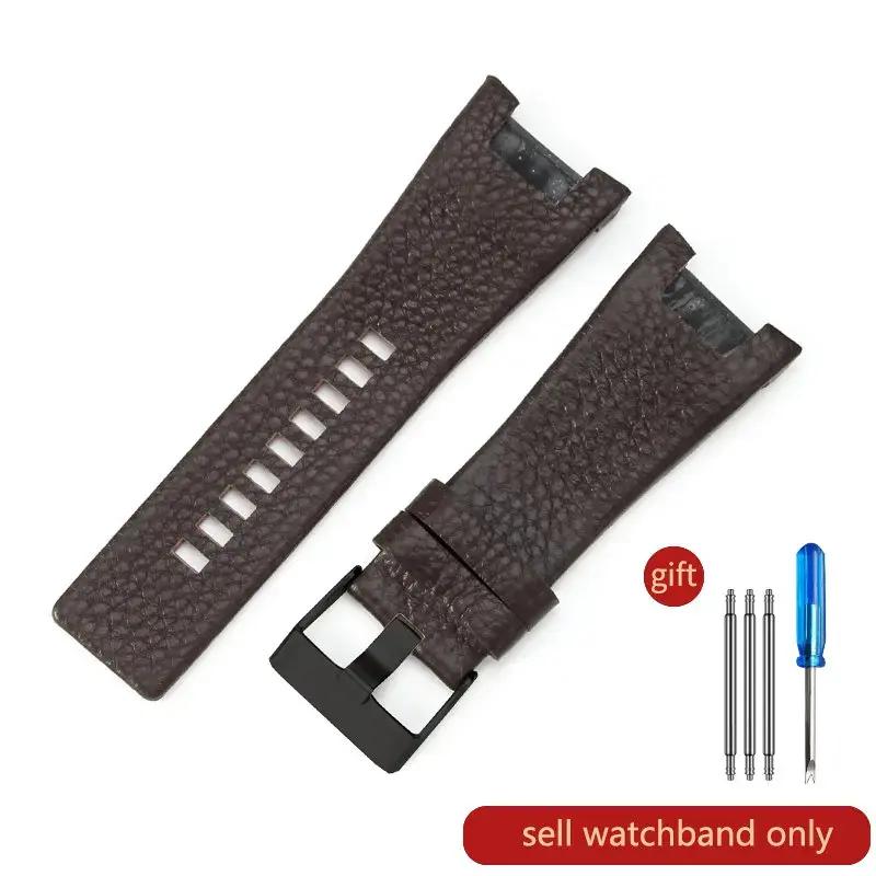 

Premium Quality Top Layer Cow Leather Watchbands for Diesel Dz1216 Dz1273 Dz4246 Concave Interface Waterproof Strap 32mm 32mm