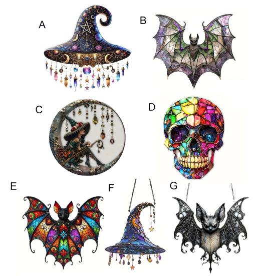 2Pcs Halloween Sun Catcher 2D Acrylic Witch Hat Hanging Ornament