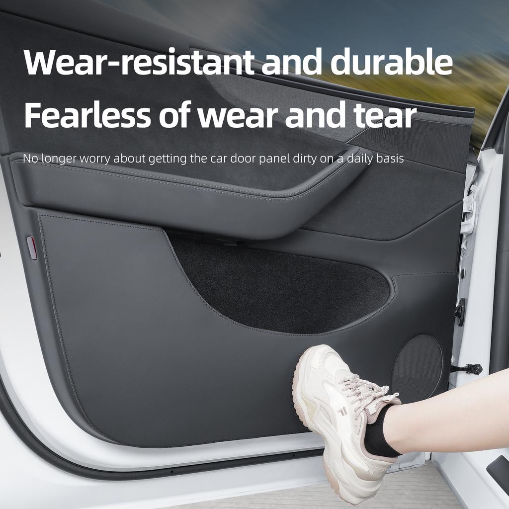 Pour Tesla Model Y Juniper 2025 2026 Protections Anti-Coup de Pied pour Portes de Voiture Protecteur de Panneau Latéral de Porte en Cuir Accessoires Anti-Rayures