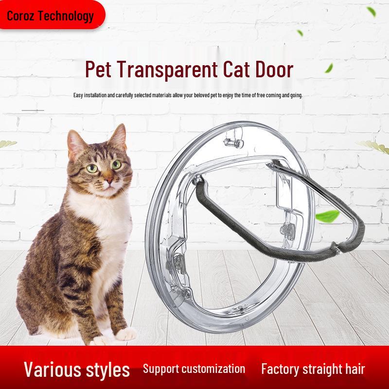 Transparent Round Pet Door for Cats and Dogs - Easy Entry/Exit