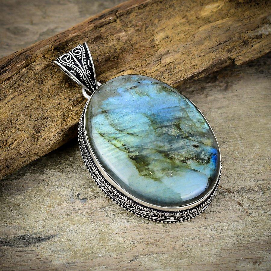 

Labradorite Gemstone Handmade 925 Sterling Silver Jewelry Pendant 2.48 M-172
