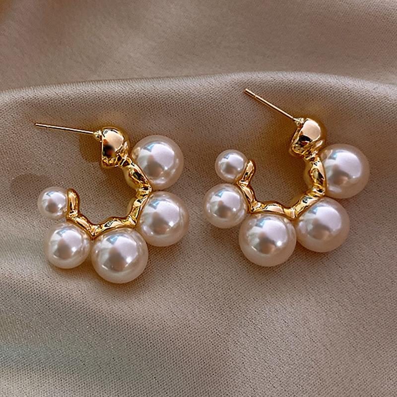 Trendy Crystal Geometric Dangle Earrings For Women Water Drop Imitation Pearl Round Tassel Earring Party Engagement Jewelry