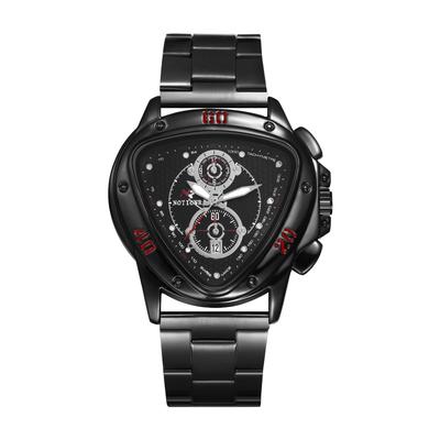 Triangular Analog Watch for with Calendar Analog Stainless for Suitable for and Birthdays Black Three-eye Men Fashionable, Multifunctional, Luminous,