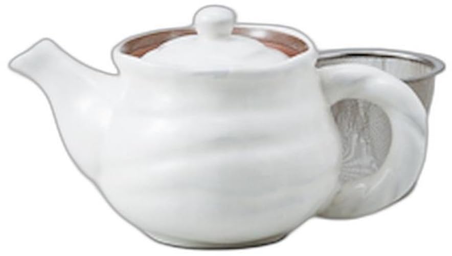 

White Glazed Twisted Pot x 10 x Ceramic Setomonohonpo (with Strainer) [10 9.5cm 380cc] Pot,