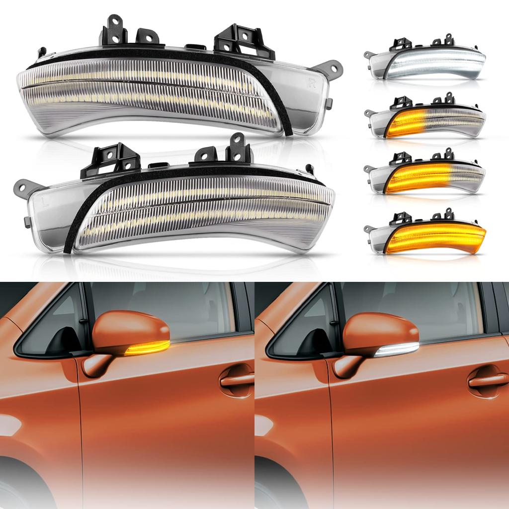 POPMOTORZ Door Mirror Turn Signals for Prius Prius Alpha Camry Mark X Mark X Geo and 10 Series Flowing Position Indicators with Daytime Running Light