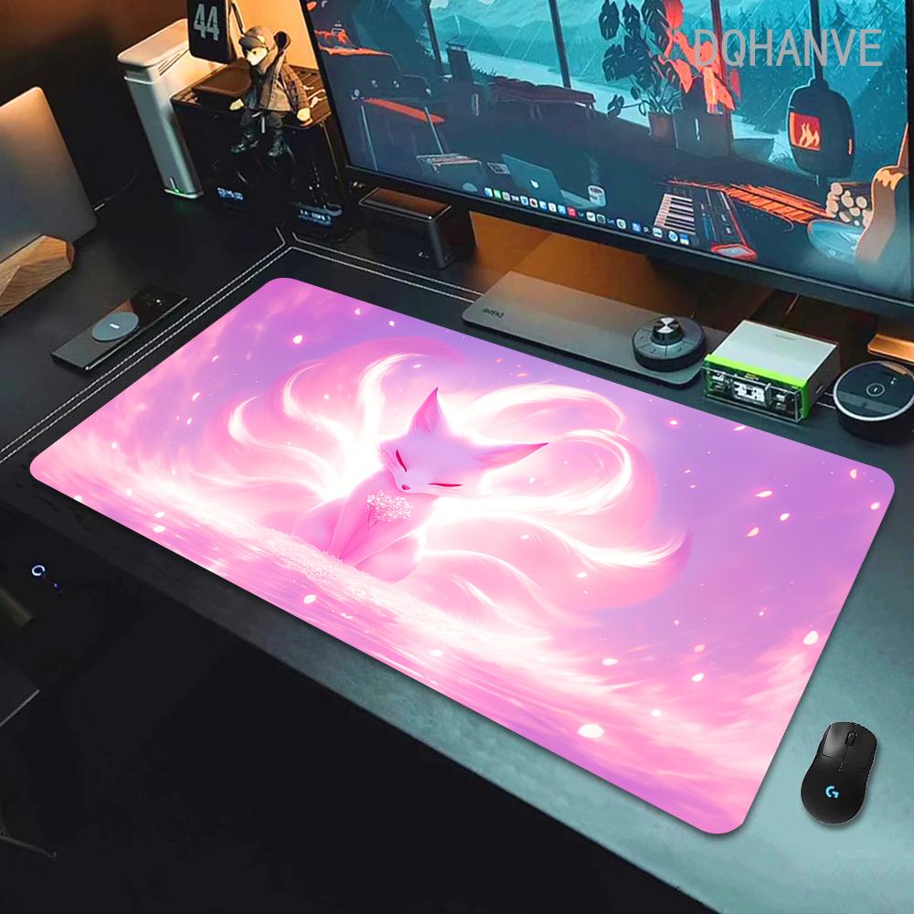 Fox Large Gaming Mousepad XXL Gamer Mouse Pad Office Long Table Accessories Mouse Mat Kawaii Desk Mat For Girl Decorates Bedroom