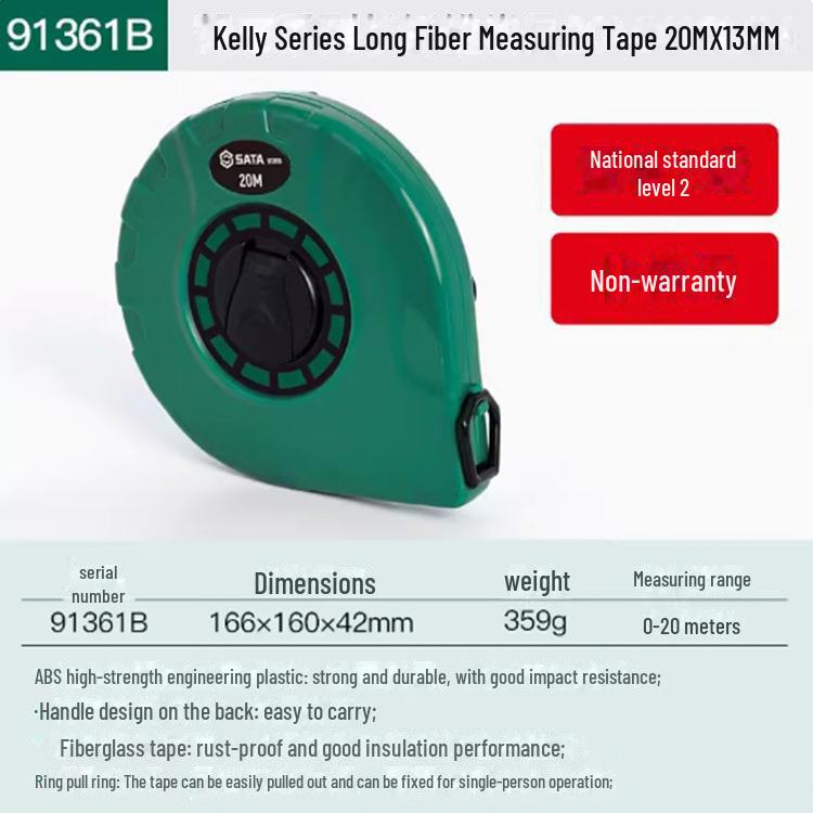 Shida High-Precision Long Steel Tape Measure - 20m/30m/50m Soft Construction Ruler, Models 91351B/91353B