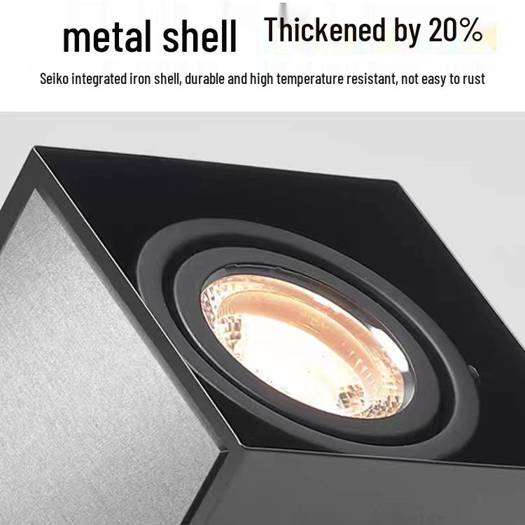 LED Aluminum Square Tube Light - Commercial Spotlight with Super Bright COB Grille Baffle, Single & Double Head Options
