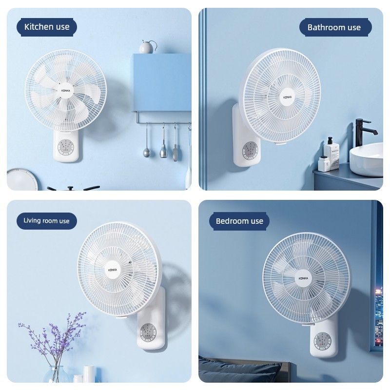 Konka Wall-Mounted Electric Fan, Wall-Hanging Fan for Home Kitchen, 2026 New Model, No-Drill Hook