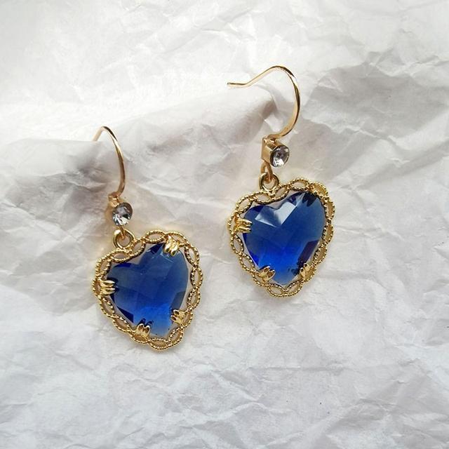 Premium Heart Rhinestone Multicolor Dangle Earring Long Zircon Heart Earrings for Wome N  Earings Fashion Jewelry