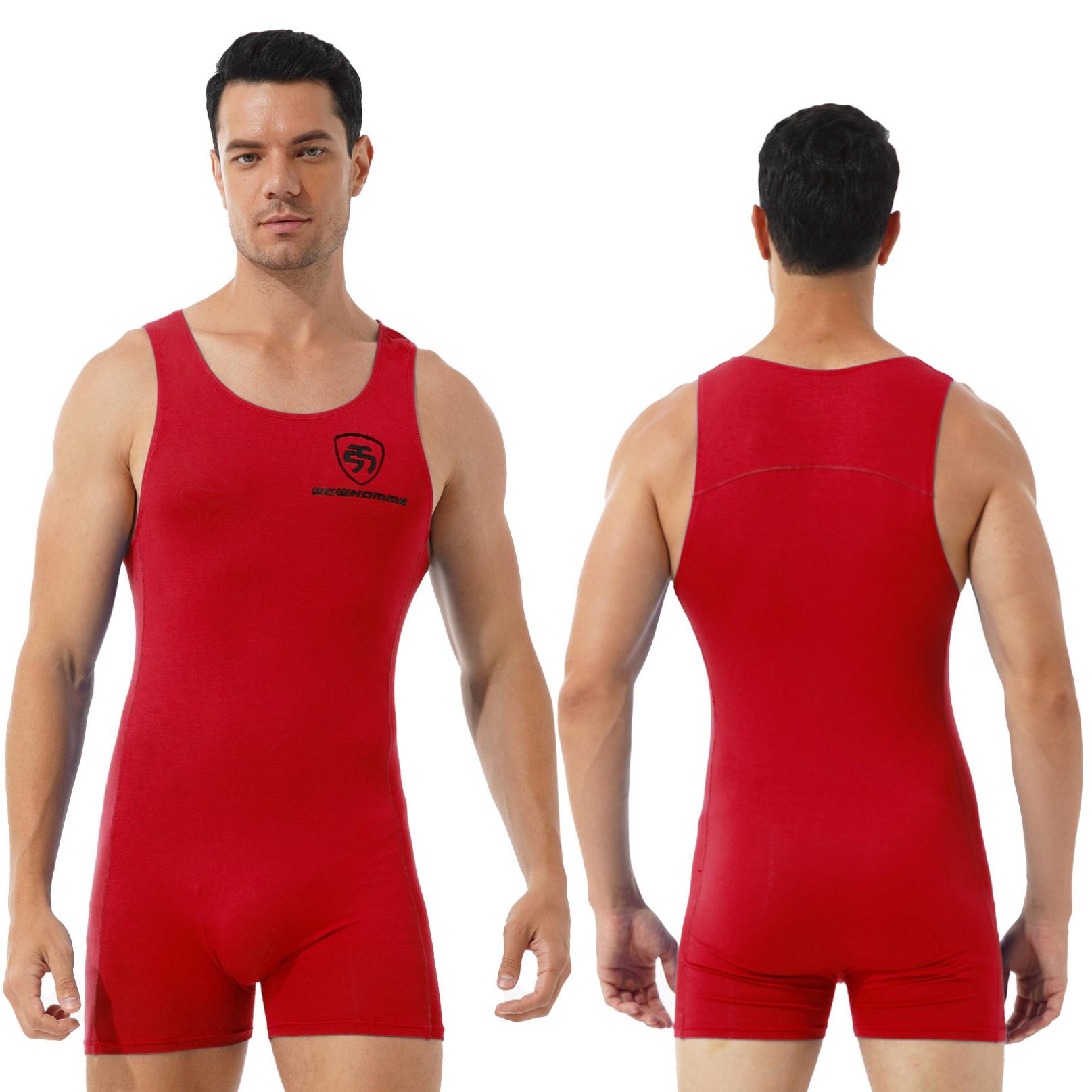 Sport Gym Musculation Body De Lutte Homme Sans Manches - Maille Transparente Séchage Rapide - Taille S à 3XL - Polyester/Élasthanne Combinaison Lutte Bodysuit Homme