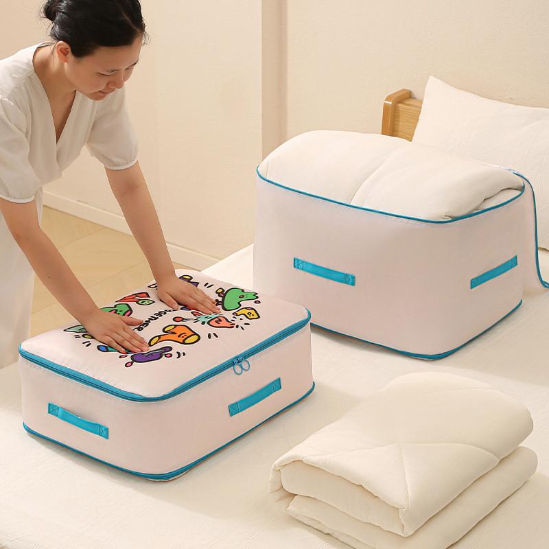 Cotton Quilt Storage Bag With Sealing Closure For Bedroom Organization And Travel Use