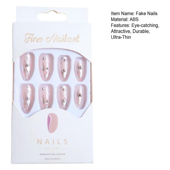 24Pcs Fake Nails with Glue Mixed Size Ultra-Thin Removable Harmless Full Cover Press-on Nail Tips Manicure Decoration